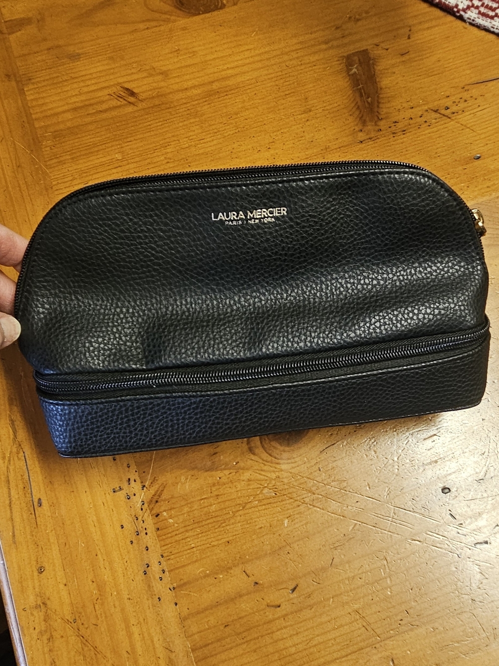 Laura Mercier Black Leather Travel Cosmetic Case